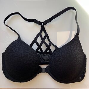 NWOT Victoria's Secret PINK Strappy Black Front Close Push Up Bra, 36D